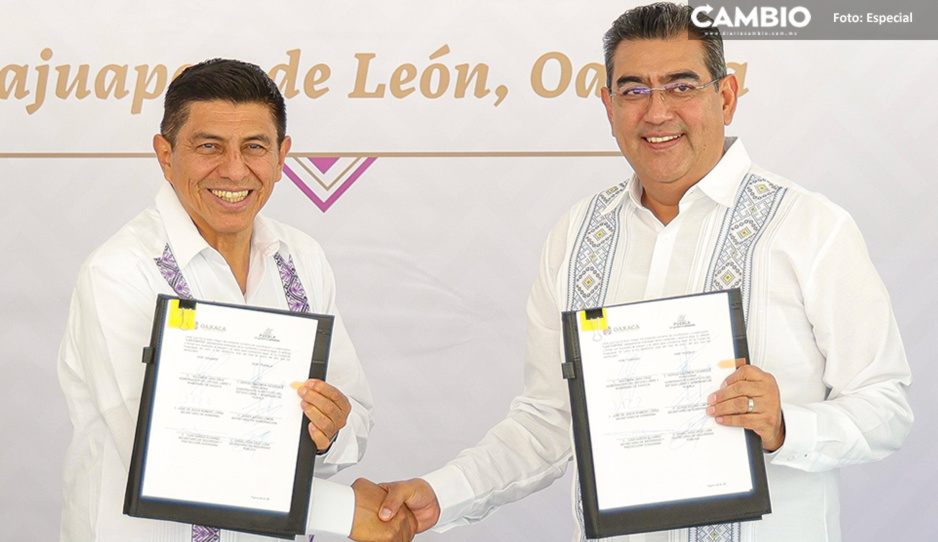 Sergio Salomón firma convenio de seguridad con el gobierno de Oaxaca