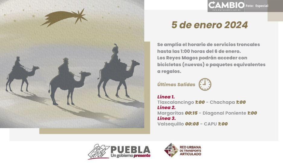 ¡Atentos Reyes Magos! RUTA ampliará horario este viernes