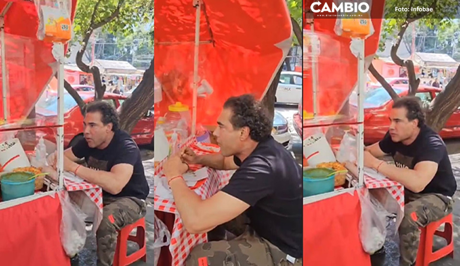 ¡Qué invite uno! Captan a Eduardo Yáñez comiendo tacos en la calle (VIDEO)