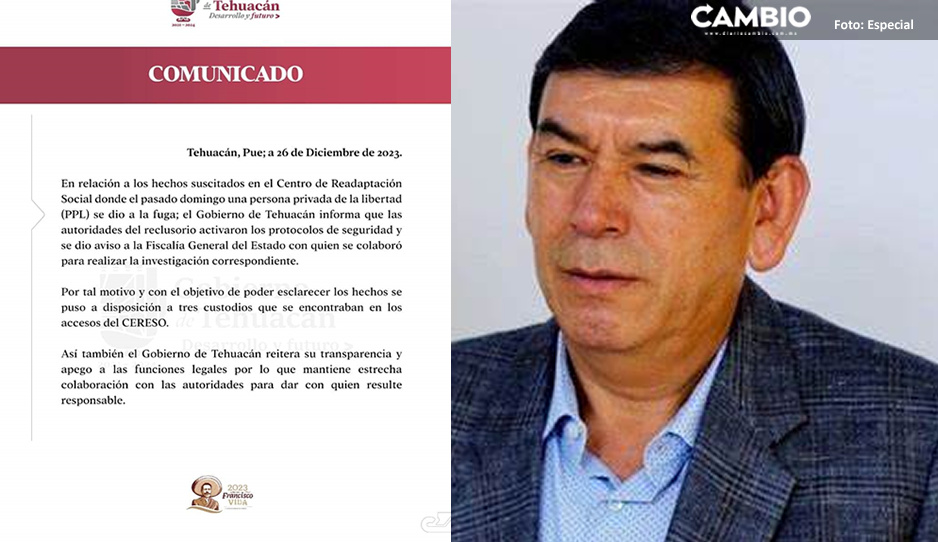 &iexcl;48 horas despu&eacute;s! Tepole confirma fuga de peligroso reo del penal de Tehuac&aacute;n