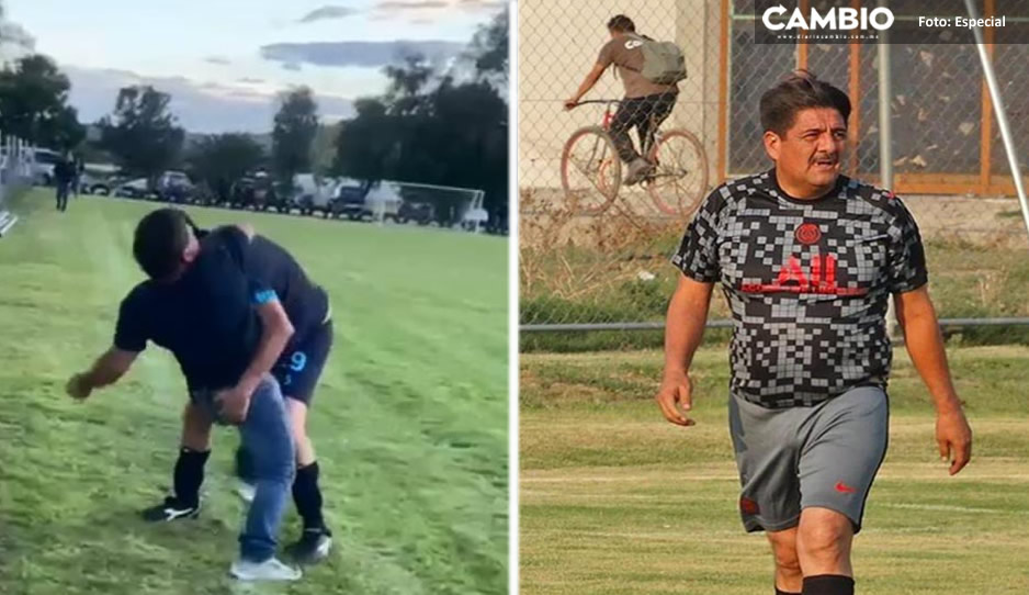 VIDEO: ¡Perro oso! Alcalde de Tochtepec da golpiza a abuelito durante partido de fútbol