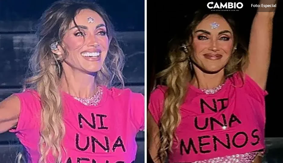 Momento eufórico; Anahí canta `Sálvame´ con top que decía ¡Ni una menos! (VIDEO)