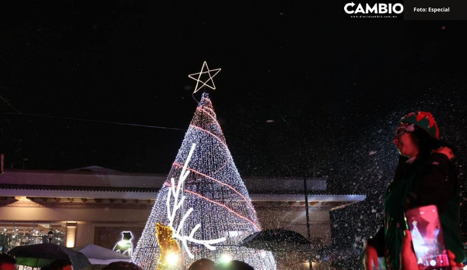 ¡Llega la Navidad a Teziutlán! Encienden árbol navideño e iluminación de avenida Hidalgo