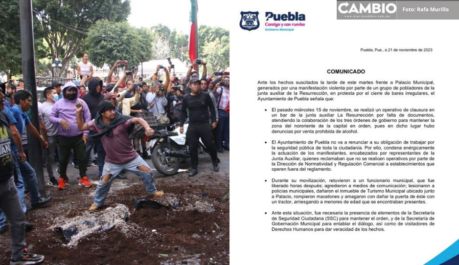 Detienen a edil de La Resurrección y a dos más por violencia en Palacio Municipal