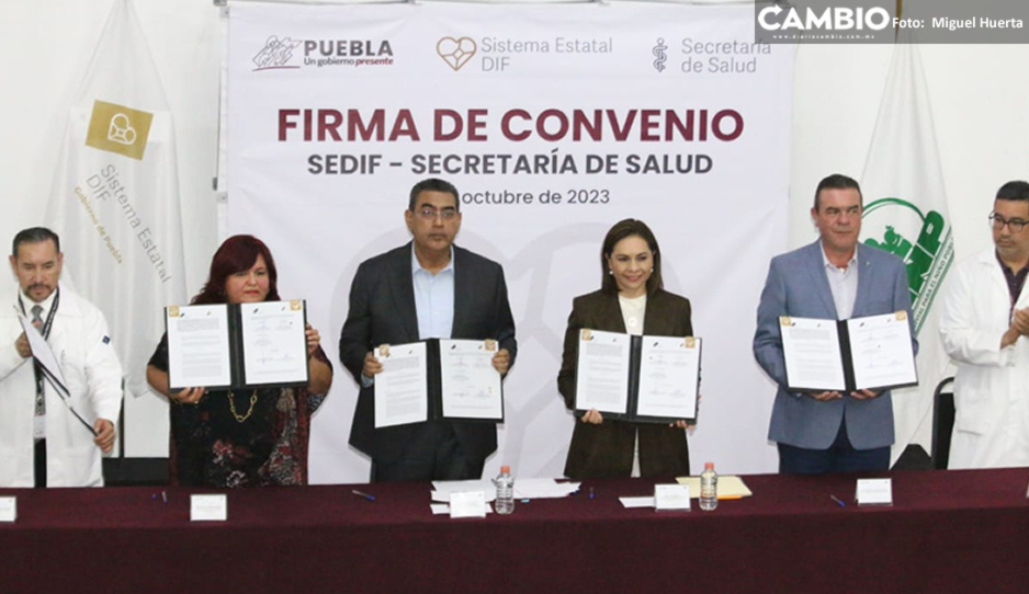 Preside Sergio Salomón firma de convenio entre SEDIF y Salud  (VIDEO)