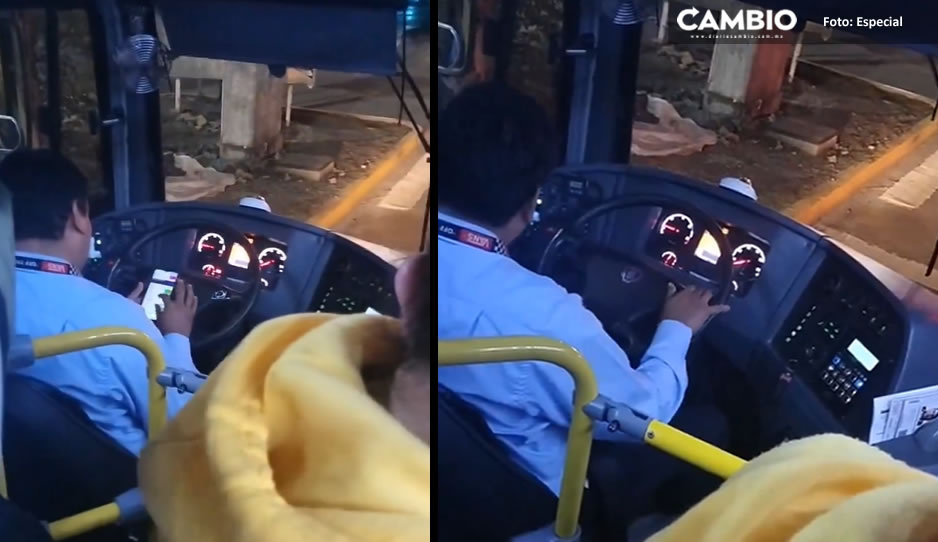 Exhiben a chofer de RUTA manejando mientras chatea en su celular (VIDEO)