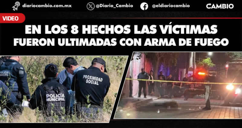 Violento fin de semana en el estado; ocho ejecutados y entre ellos 2 feminicidios