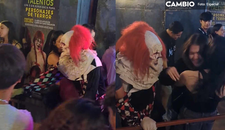 ¡Qué susto! Payaso diabólico espanta a joven en el laberinto del terror en Halloween (VIDEO)