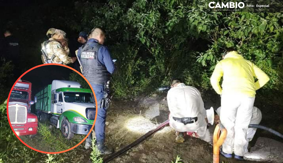 Aseguran dos tractocamiones con 2 mil litros de huachicol en Jalpan