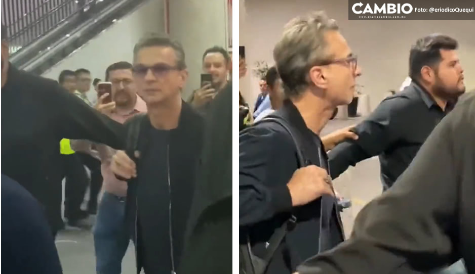VIDEO: Vocalista de Depeche Mode llega escoltado al AICM; nadie lo topa