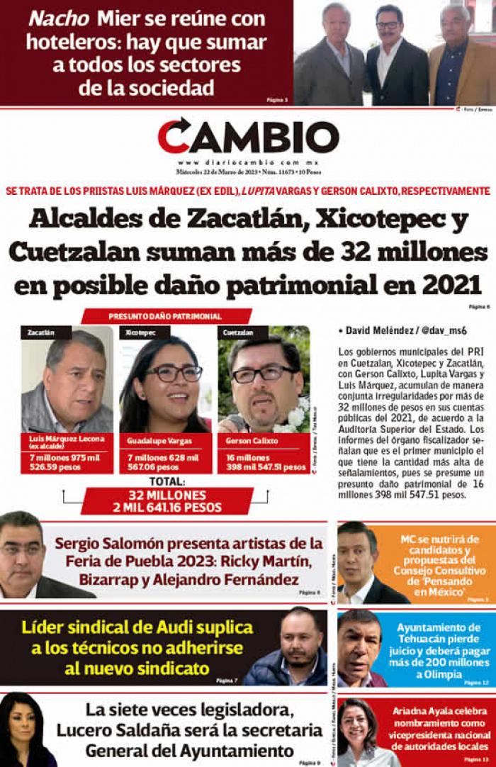 Alcaldes de Zacatlán, Xicotepec y Cuetzalan suman más de 32 millones en posible daño patrimonial en 2021