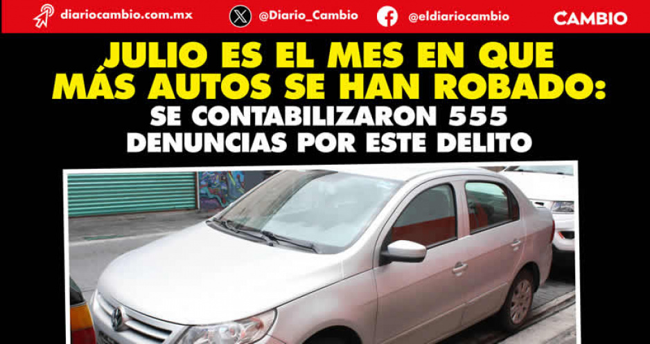 En el estado de Puebla se roban 23 vehículos al día en promedio
