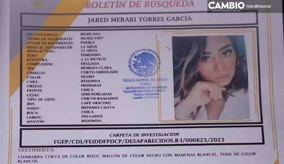 Jared Merari Torres desapareció en Huejotzingo ¡Ayuda a localizarla!
