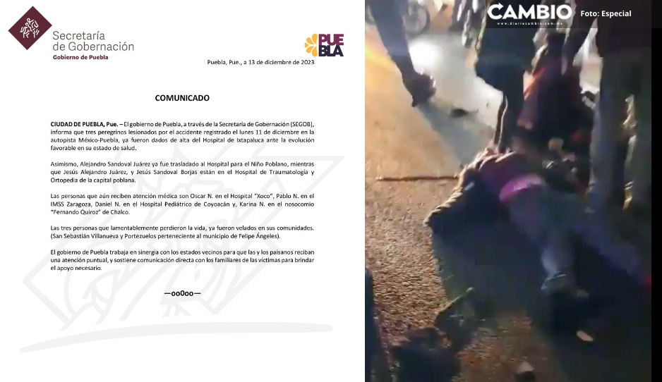 Dan de alta a tres de los 10 peregrinos atropellados por ebrio en la México-Puebla