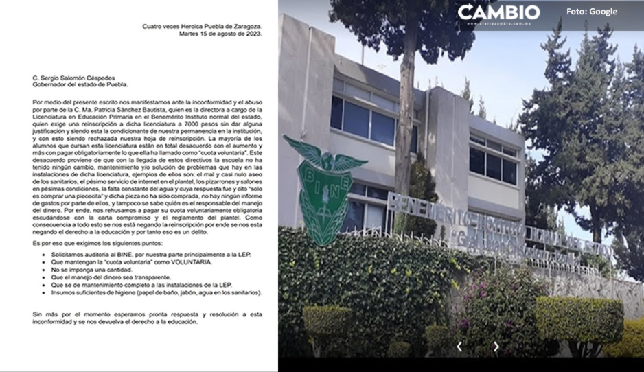 ¡Abusivos! Exigen 7 mil pesos de cuota de reinscripción a universitarios del BINE