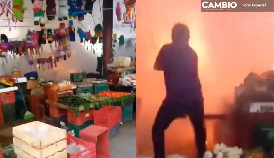 ¡Minutos de terror! Explota puesto de pirotecnia en Tehuitzingo (VIDEO)
