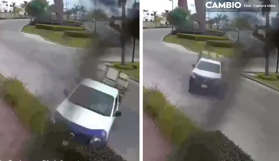 Captan en VIDEO volcadura de una camioneta de gas LP en Angelópolis