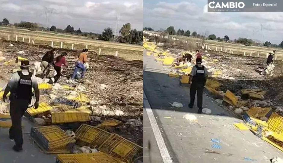 Dos lesionados deja volcadura sobre autopista Puebla Orizaba