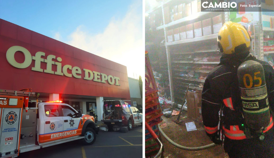 Incendio en Office Depot de Circuito Juan Pablo II deja daños materiales