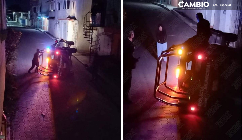 ¡Qué vergüenza! Policías de El Seco vuelcan patrulla en Quecholac