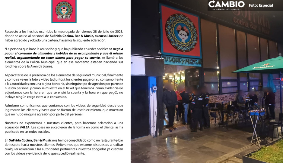 SuFrida rompe el silencio: no agredimos a ningún cliente, más bien no quiso pagar la cuenta