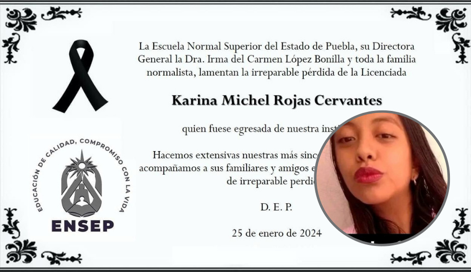Normal de Puebla lamenta muerte de Karina, estudiante asesinada por su ex novio en Totimehuacan