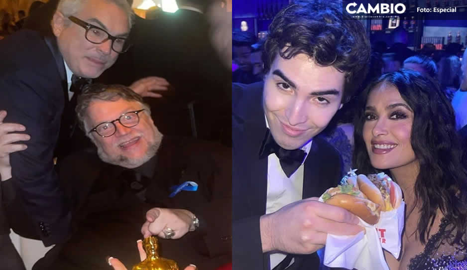 ¡Se armó la pachanga! Los Cuarón y Salma Hayek celebran con Del Toro en la fiesta del Oscar