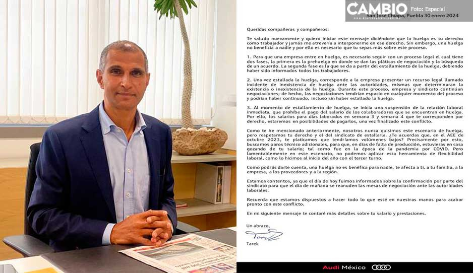 Tarek se dobla ante el sindicato de Audi; negociaciones se reanudarán mañana