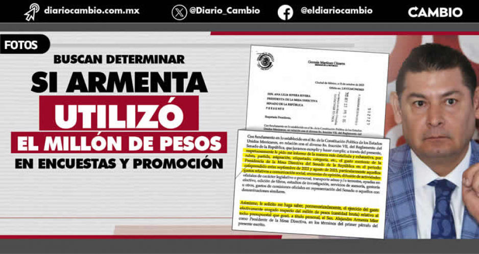 Indagan en el Senado si Armenta pagó sus encuestas y libros con recursos públicos