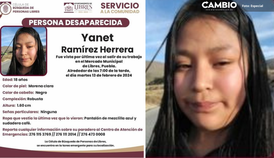 ¿La has visto? Desaparece Yanet Ramírez Herrera en Libres