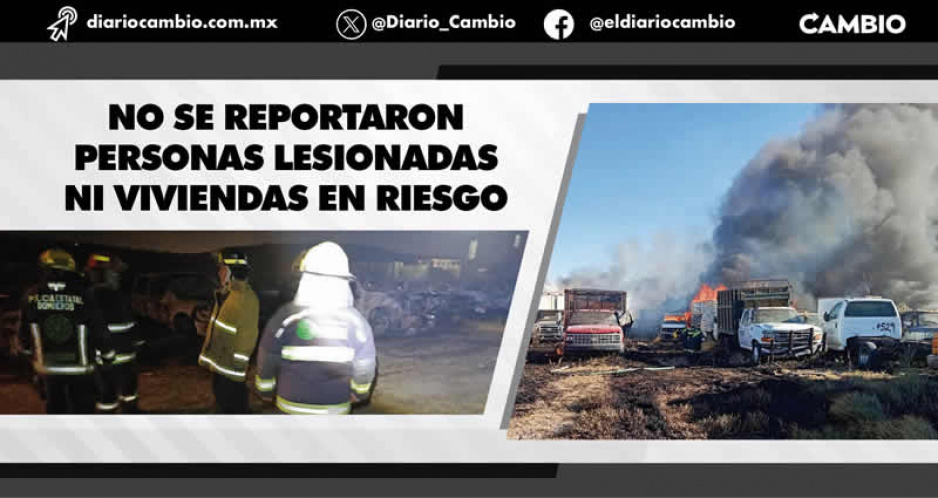 Voraz incendio en corralón dejó un saldo de 287 vehículos calcinados en Amozoc