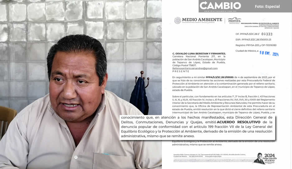 Edil de Tepanco de López impugnará la multa y resolutivo de Profepa por el relleno intermunicipal