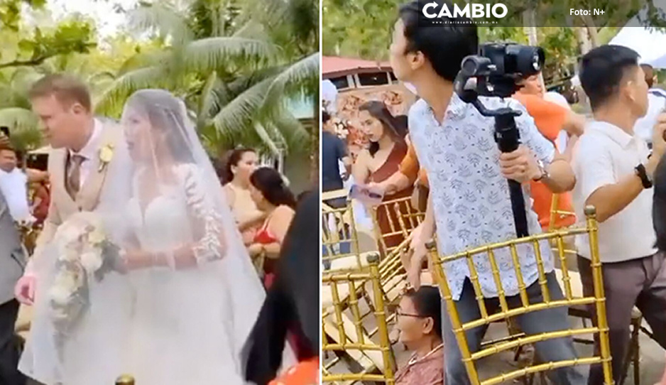 ¿Será una señal? Terremoto interrumpe boda (VIDEO)