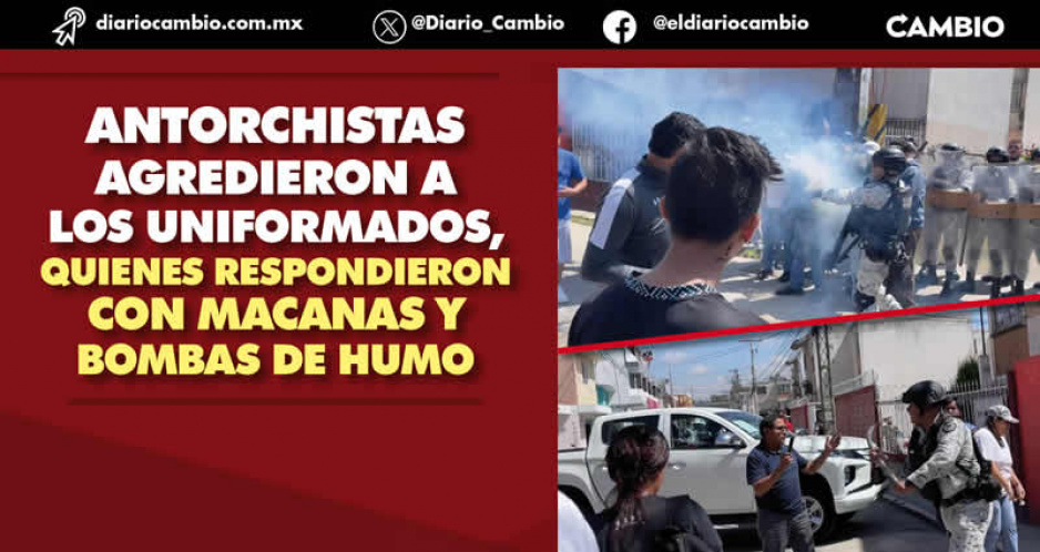 Morosos y violentos: antorchistas se enfrentan contra la Guardia Nacional por cortes de luz