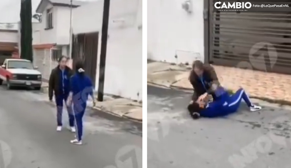 VIDEO: ¡No aprenden! Captan riña callejera entre estudiantes de secundaria