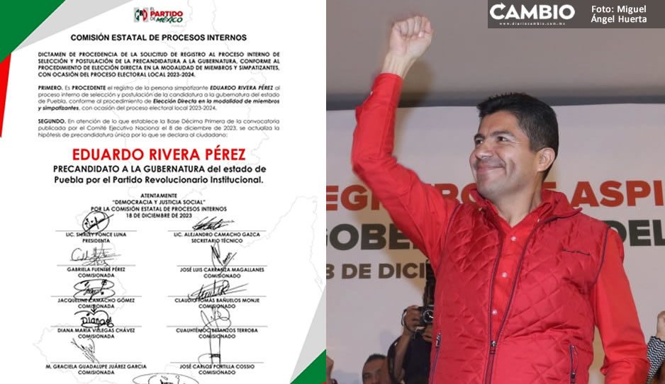 CDE del PRI oficializa registro de Lalo Rivera como único precandidato a la gubernatura de Puebla