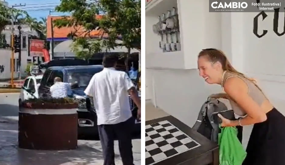 VIDEO: Taxistas atacan camioneta turística en Cancún, ¡pensaron que eran de Uber!