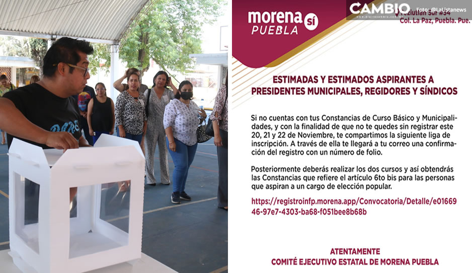 Morena exige a sus candidatos en Puebla tomar cursos de Municipalidades para postularse