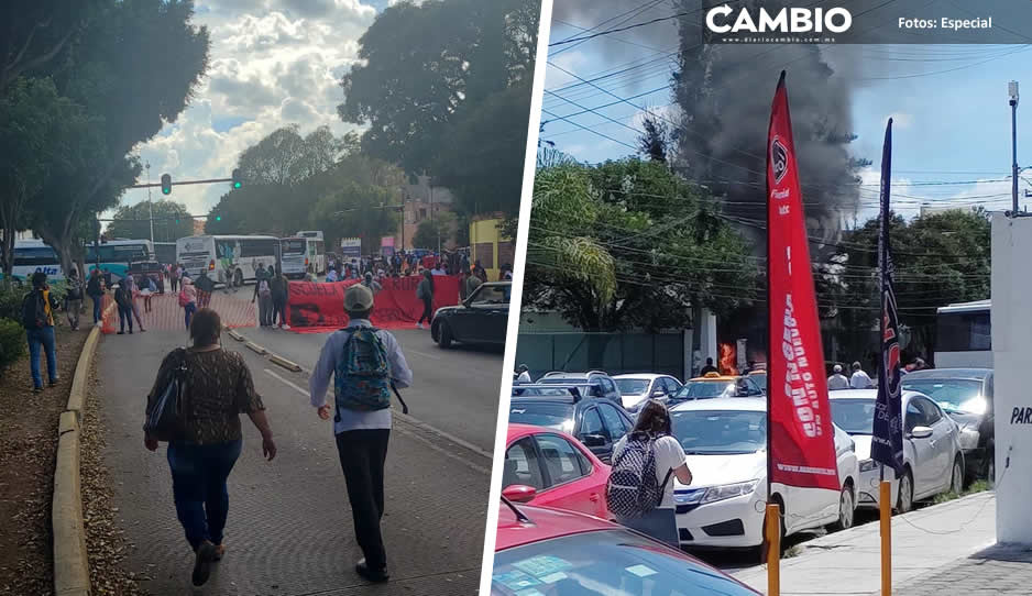 Normalistas encapuchados de Teteles vandalizan la sede de la SEP