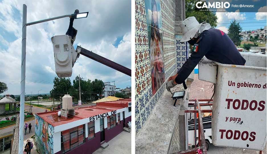 Instalan nueva luminaria en distintos puntos públicos de Amozoc