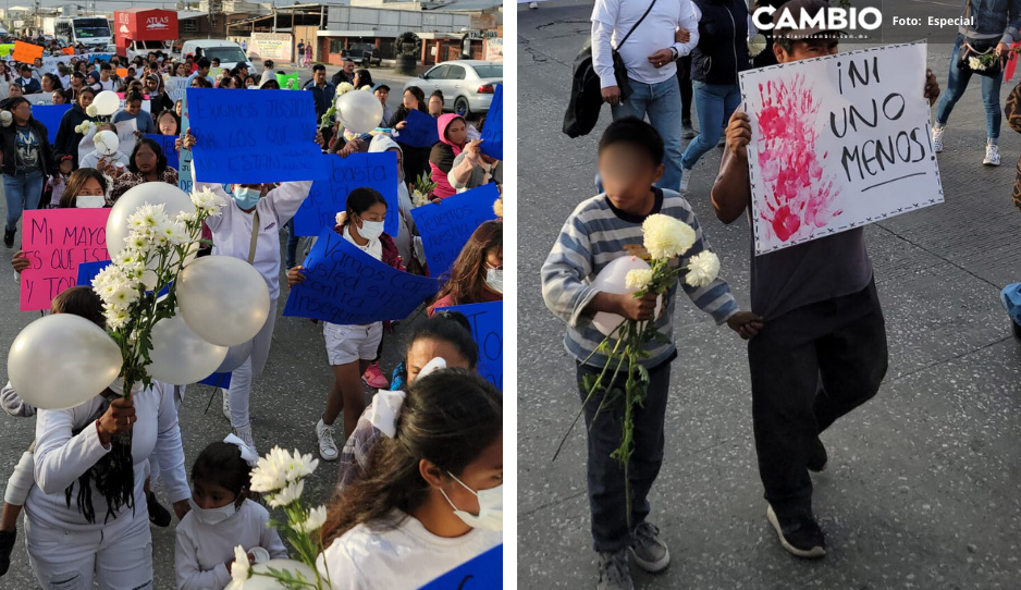 Marchan para exigir justicia por menores asesinados en falso retén de Amozoc (VIDEO)