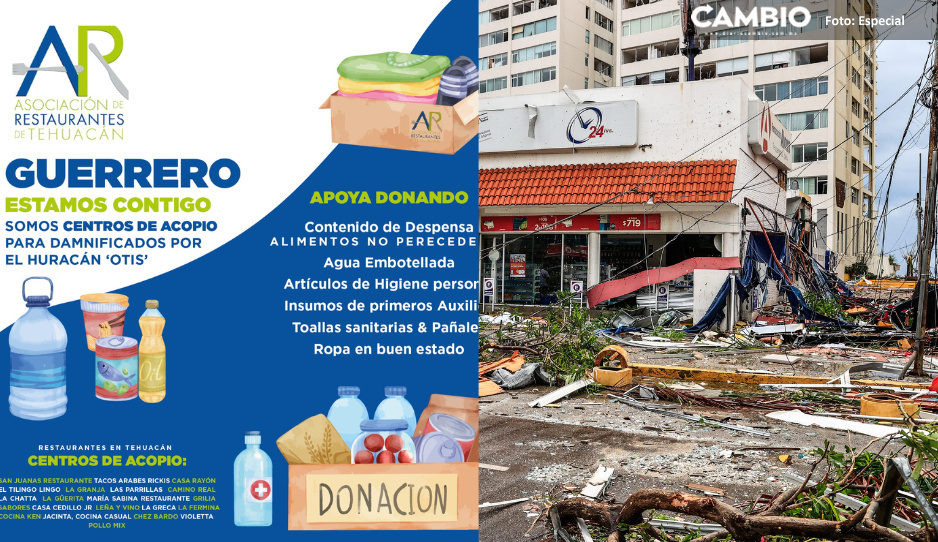 Restaurantes de Tehuacán se unen a colecta de víveres para afectados por Otis 