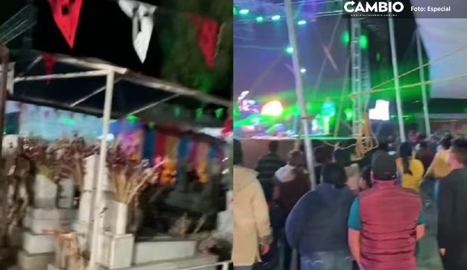 ¡El levantamuertos! Sorprende baile sonidero en panteón de Puebla (VIDEO)