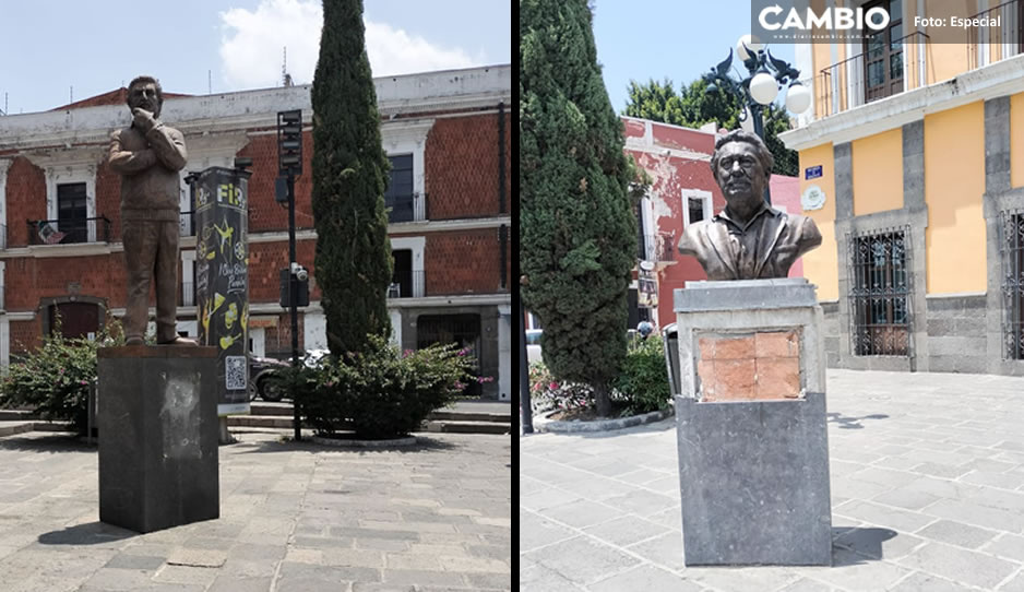 Roban placas de monumentos a Héctor Azar y Plácido Domingo frente al Teatro Principal