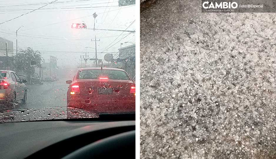 ¡Tláloc anda furioso! Tormenta con granizo azota la capital poblana (VIDEOS)