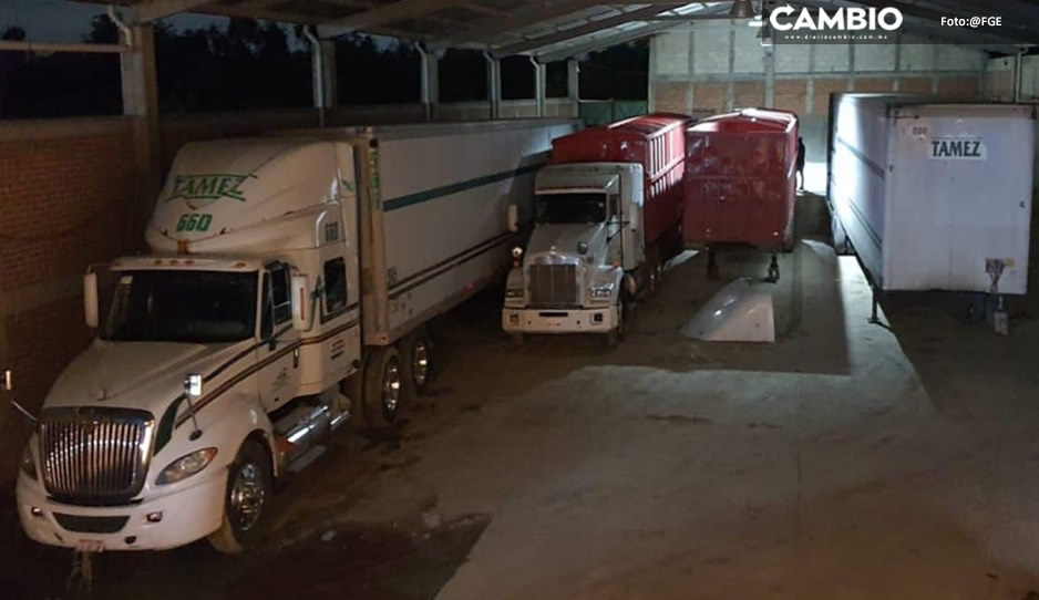 Recuperan tráilers robados tras cateo en inmueble de Huejotzingo