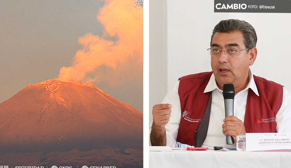 Pide Sergio Salomón no alarmarse ante actividad del Popo; semáforo se mantiene en amarillo