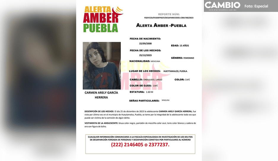 ¡Ayuda a localizarla! Quinceañera desaparece en Hueytamalco
