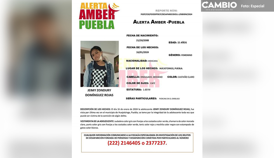 ¡Ayúdala a regresar a casa! Quinceañera Jeimy Zundury desapareció en Huejotzingo