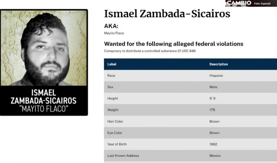 DEA revela que “Mayito Flaco” es el “fugitivo de la semana”